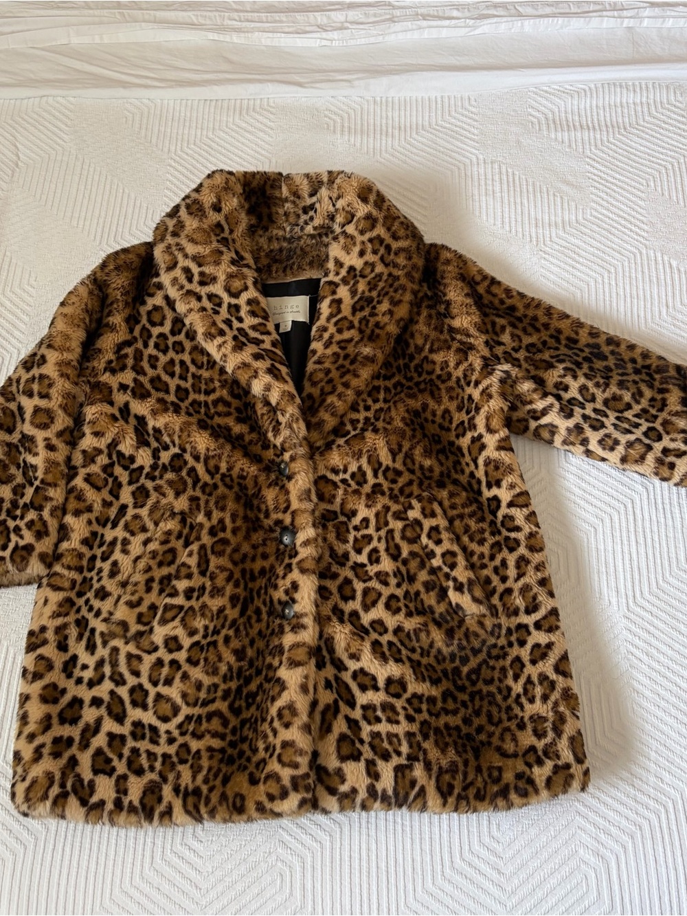 hinge Leopard Print Faux-Fur Coat - Tan & Black